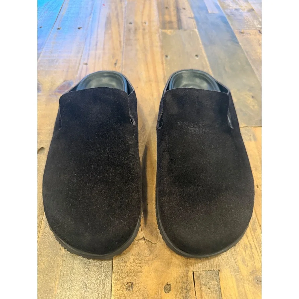 Vince Mens Suede Mule Slippers Black Round Toe Slip On Loafers Shoes M9